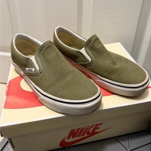 Vans Classic Olive Canvas Slip-Ons